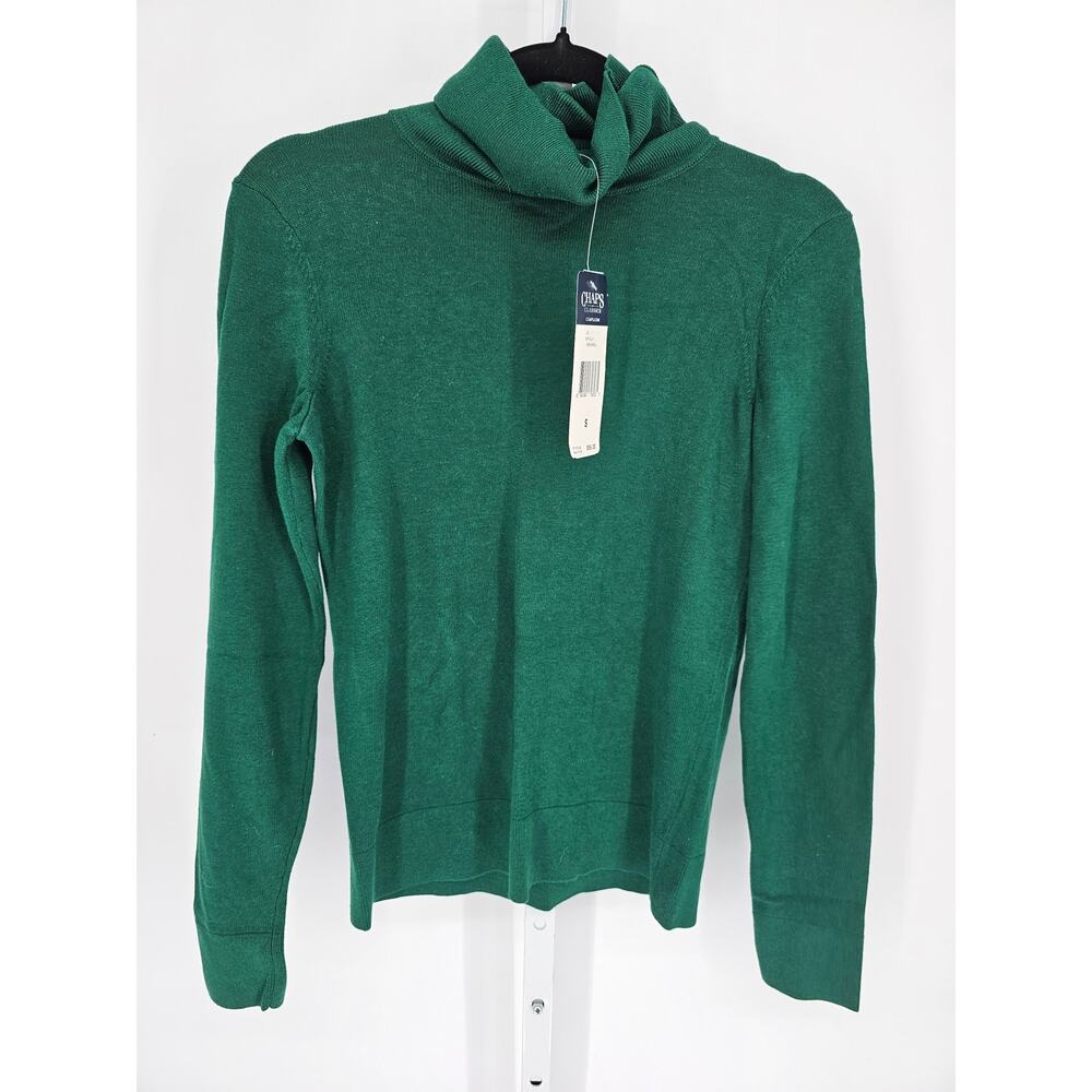 Chaps Classics Women's Green Long Sleeve Turtle Neck Cotton-Modal Sweater Size S